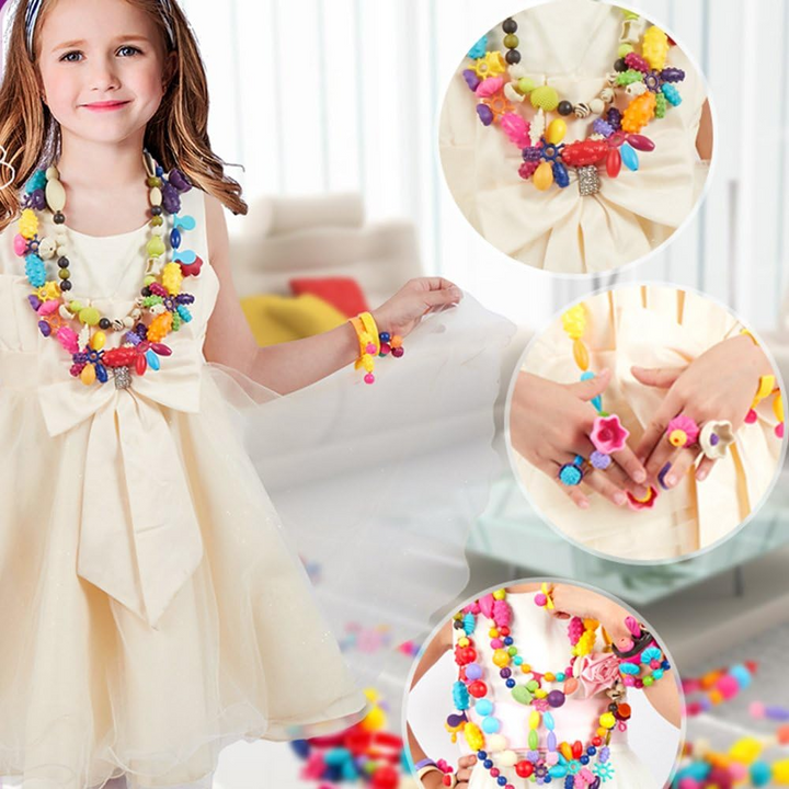 Kinder Schmuck Bastelset | 500+ Pop Beads | Kreatives Spielzeug | Fördert Feinmotorik &amp; Fantasie