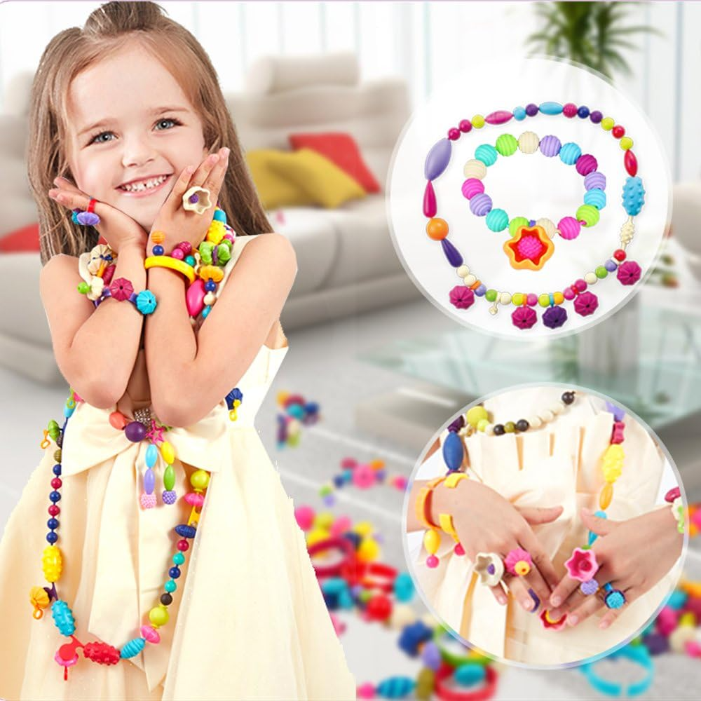 Kinder Schmuck Bastelset | 500+ Pop Beads | Kreatives Spielzeug | Fördert Feinmotorik &amp; Fantasie