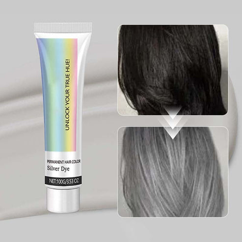 Silver semi-permanent hair color 100 g | Ash gray silver tone for home use | With aloe &amp; plant extracts | Processing time 40–60 min.