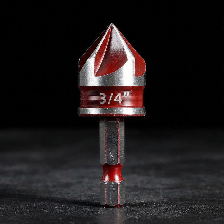 Countersink drill bit set with hex shank | Clean, splinter-free holes &amp; smooth edges | 5 flutes for chip removal | Carbon steel | 3- or 5-piece