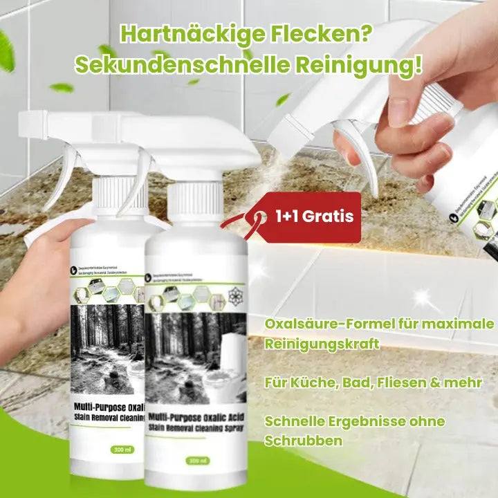 Spray detergente con acido ossalico confezione da 2 x 300 ml | Rimuove macchie ostinate | Per cucina, bagno e piastrelle | Senza strofinare
