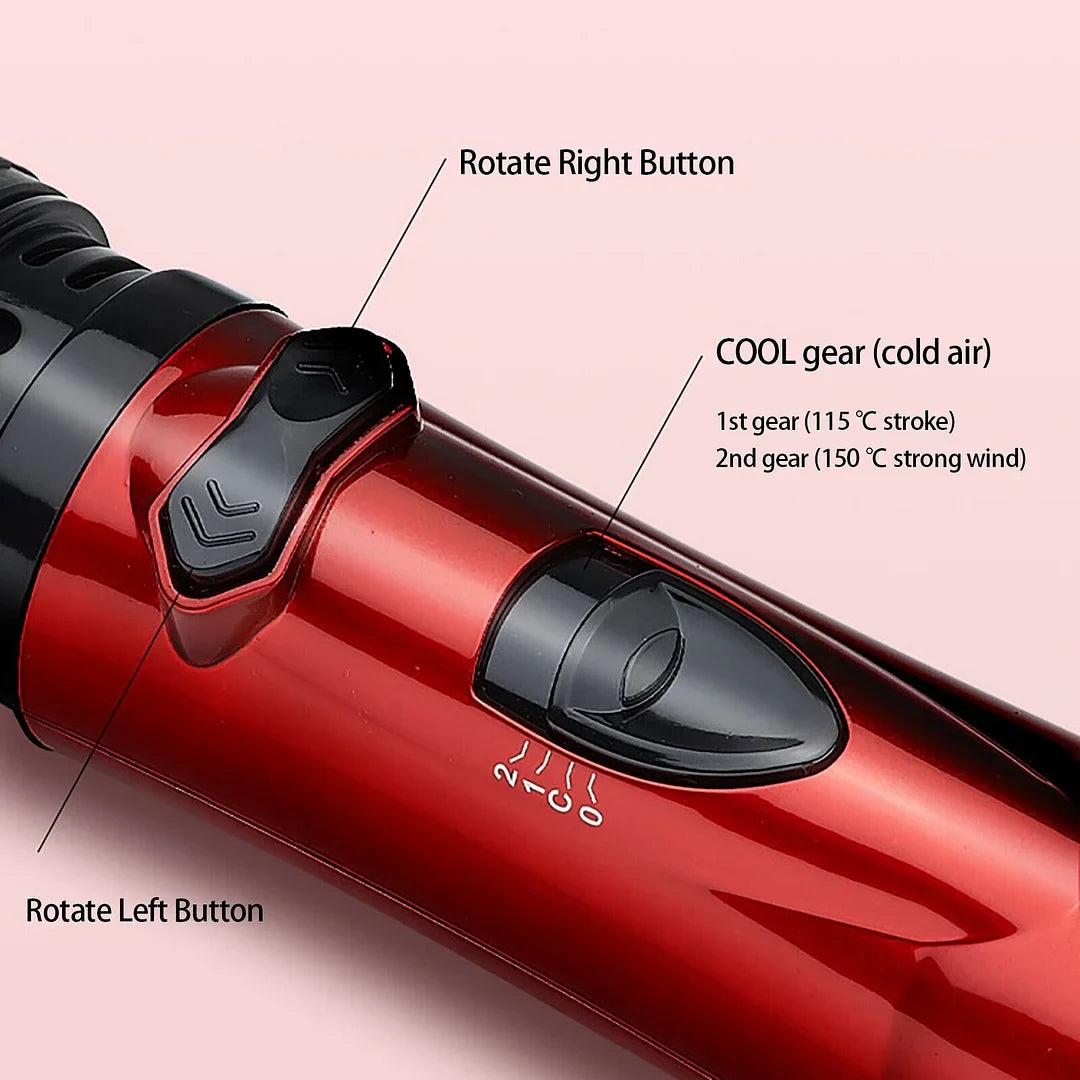 3-in-1 pyörivä hiustenmuotoiluharja 1000W | Kuivaus, suoristus &amp; kihartaminen | 2 nopeutta, 3 lämpötilaa | 360° johto