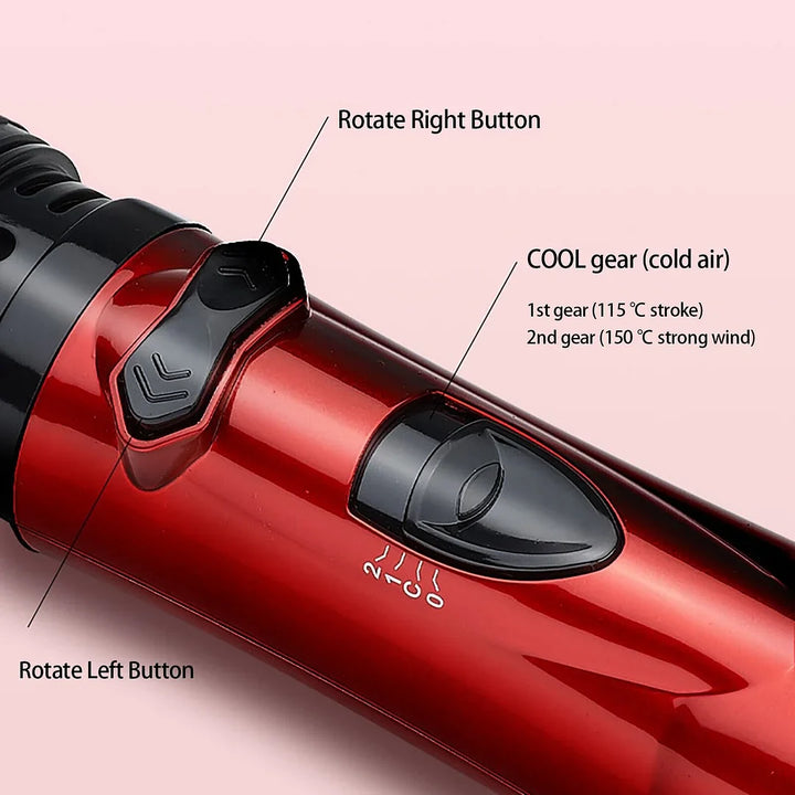 3-in-1 pyörivä hiustenmuotoiluharja 1000W | Kuivaus, suoristus &amp; kihartaminen | 2 nopeutta, 3 lämpötilaa | 360° johto