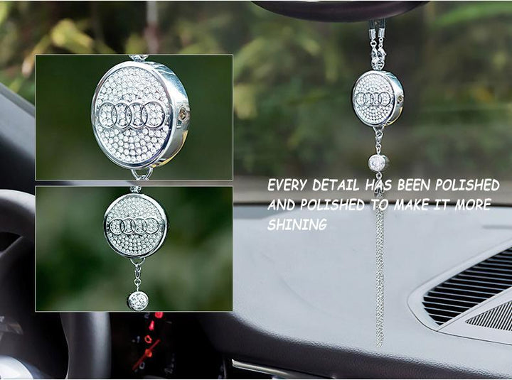 Ciondolo per specchietto retrovisore auto con cristallo | Lega di zinco e strass | Decorazione scintillante con ciondolo profumato, idea regalo
