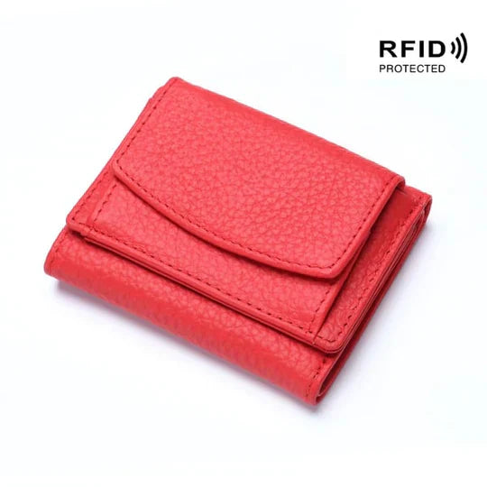 RFID-blocking mini wallet compact | Many card slots + coin pocket with zipper | Hidden compartment | 14 colors