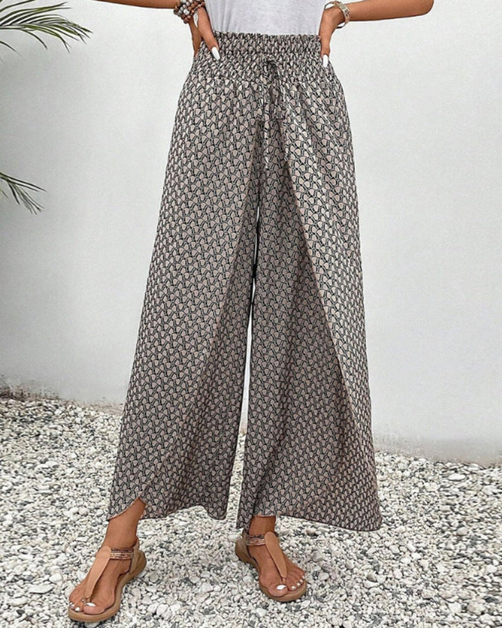 Damen Hose mit weitem Bein &amp; geometrischem Muster | Bequeme Passform | Für Alltag, Büro &amp; Abendlook