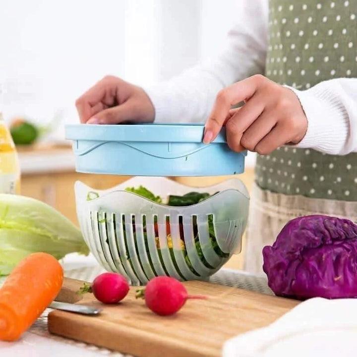Salatschneider Schüssel für Obst &amp; Gemüse | Schneiden direkt in der Bowl, weniger Chaos | BPA-frei, spülmaschinenfest | Küchenhelfer