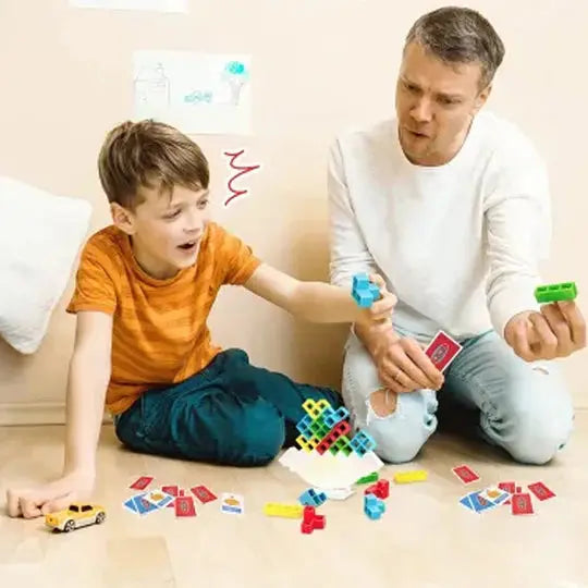 Lernspiel mit Bausteinen für Kinder | Bunte Bausteine mit Aufgabenkarten | Fördert Logik &amp; Feinmotorik
