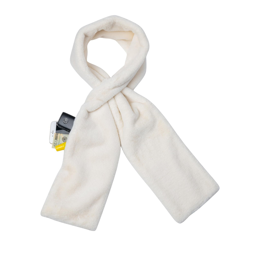 Damen Schal aus Kunstfell mit Verstecktem Reißverschlussfach | Warmer Loop-Schal mit Durchzieh-Design | Stilvoll &amp; Praktisch für Alltag und Reisen