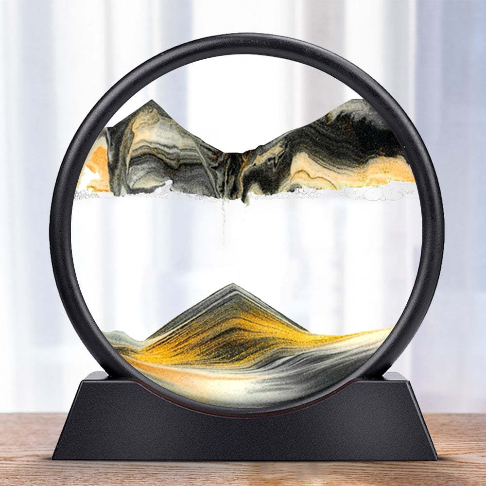 Art du sable animé dans cadre en verre | Décoration relaxante pour bureau &amp; salon | Chaque rotation crée un nouveau motif