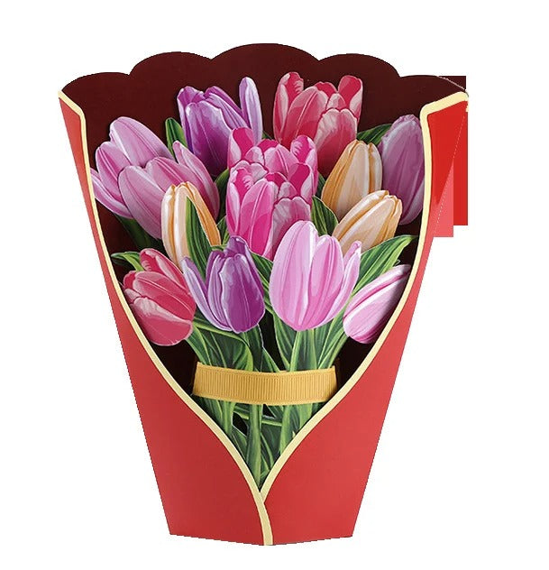 Pop-Up Papierblumenstrauß 3D | Blumenkarte mit Papiervase &amp; Grußkarte | Handgefertigt, langlebig | Deko-Geschenk 43×38 cm