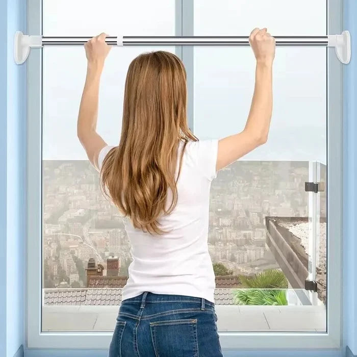 Tige télescopique sans perçage en acier inoxydable | Réglable 70–120 cm | Inoxydable &amp; sans outil | Barre de douche, rideau &amp; vêtements