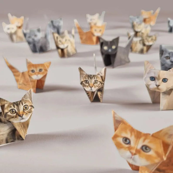 Origami-Katzen-Set aus FSC-Papier | DIY-Bastelset für Katzenfiguren | Kreative Deko &amp; Geschenkidee