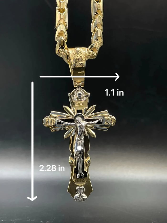 Pendentif croix dorée avec chaîne | design croix orthodoxe | boîte cadeau incluse | symbole de foi et de proximité au quotidien
