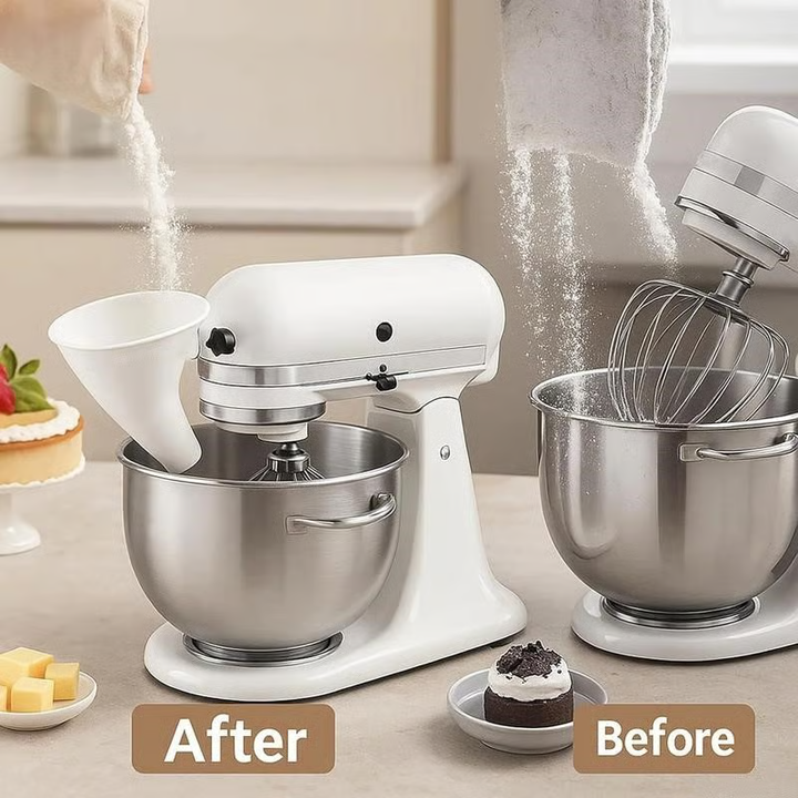 Entonnoir à farine pour mixeur KitchenAid | Ajout propre sans éclaboussures, large ouverture | Verse rapidement farine, sucre &amp; liquides dans le bol