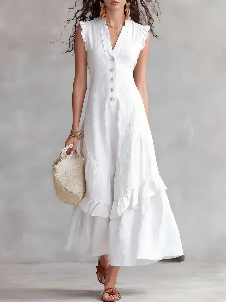 Ärmelloses Damen Maxikleid mit Plissee | Elegantes Kleid mit ausgestelltem Saum | Sommerkleid in Maxilänge