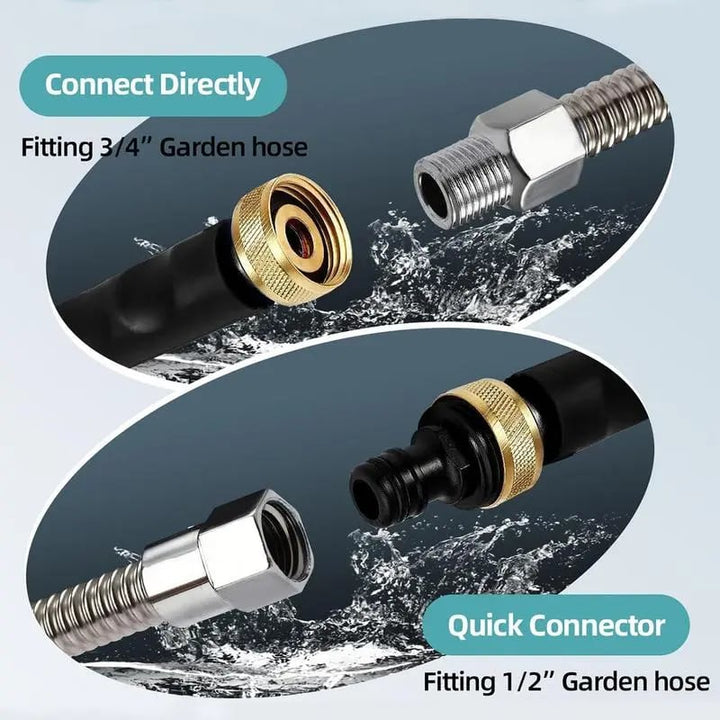 Hydro-Jet Hochdrucklanze für Gartenschlauch 44,5 cm | 2 Düsen: Jet &amp; Fächer | Edelstahl/Kupfer, auslaufsicher, 1/2" &amp; 3/4"