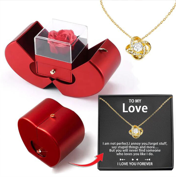 Rose Apple Jewelry Box™ | With eternal rose necklace