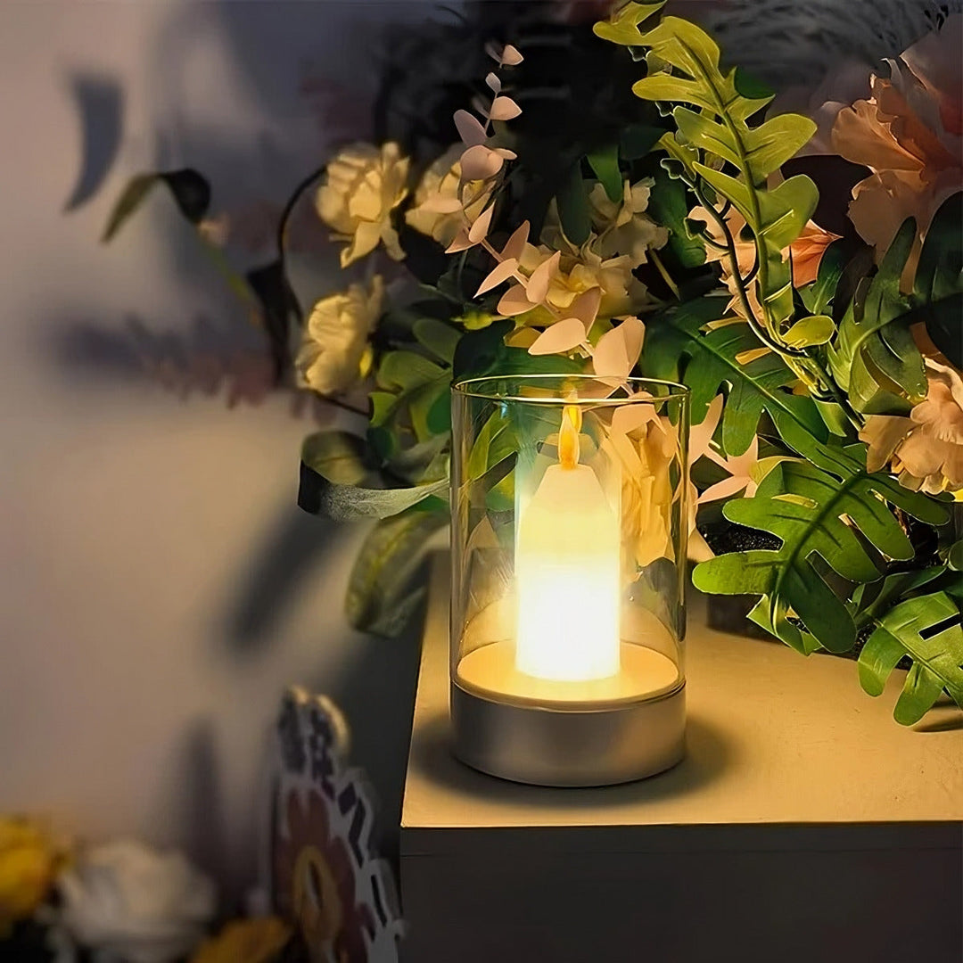 LED Kerzenlampe kabellos mit Gestensteuerung | Dimmbares warmweißes Licht | 6–8 Std. Akkulaufzeit, 8,6 x 13 cm