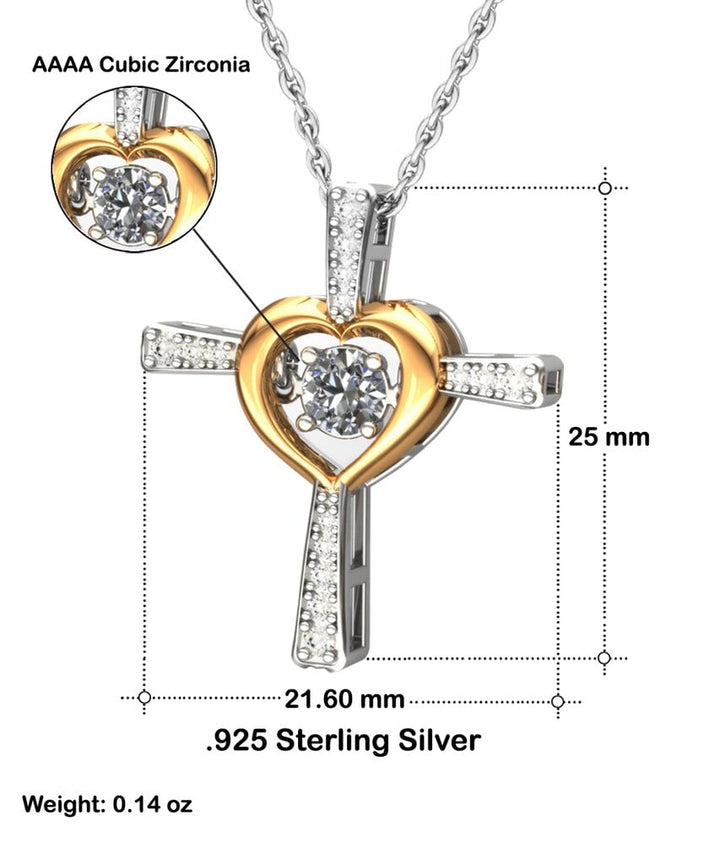 Halskette mit Botschaftskarte | Geschenk für Tochter | Kreuz mit Zirkonia &amp; Geschenkbox