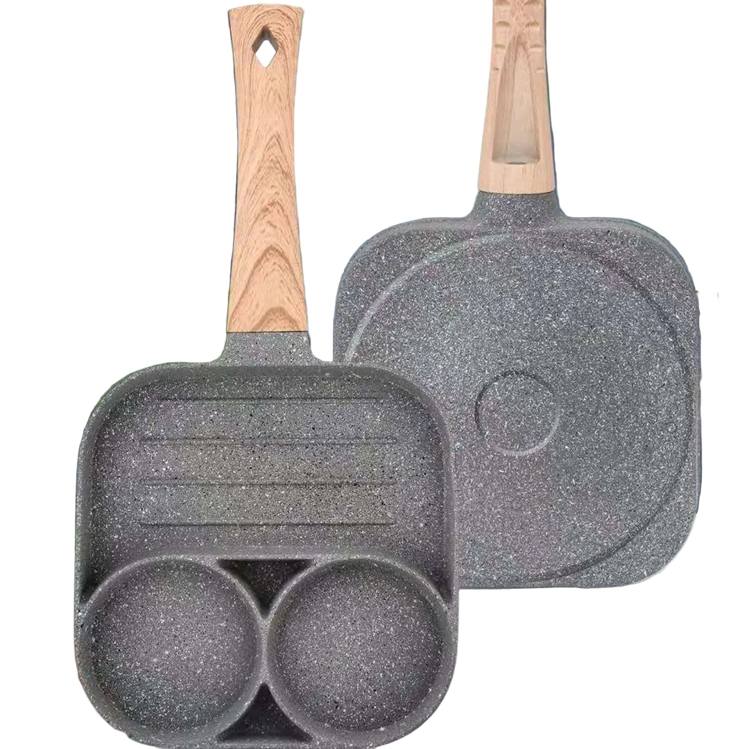 Omelett Pfanne 4 Mulden Antihaft | QuadraSizzle Aluminium Pfanne für Gas &amp; Induktion | Gleichmäßiges Garen