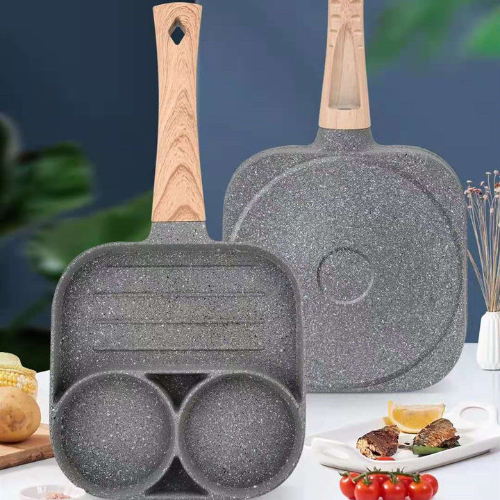 Omelett Pfanne 4 Mulden Antihaft | QuadraSizzle Aluminium Pfanne für Gas &amp; Induktion | Gleichmäßiges Garen