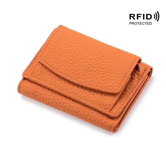 RFID-blocking mini wallet compact | Many card slots + coin pocket with zipper | Hidden compartment | 14 colors