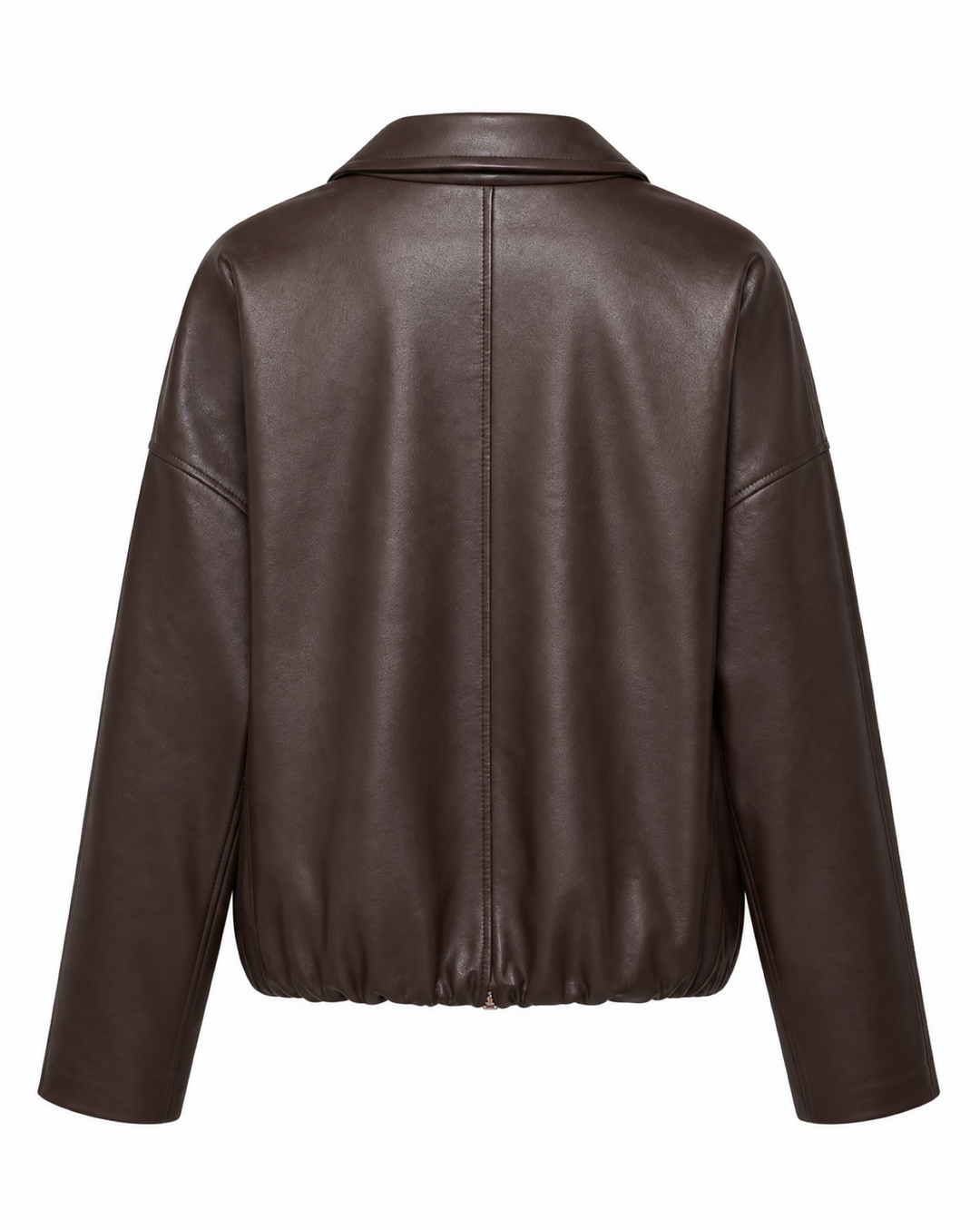 Kunstlederjacke | Mit Kentkragen, Eingrifftaschen und gerafftem Saum