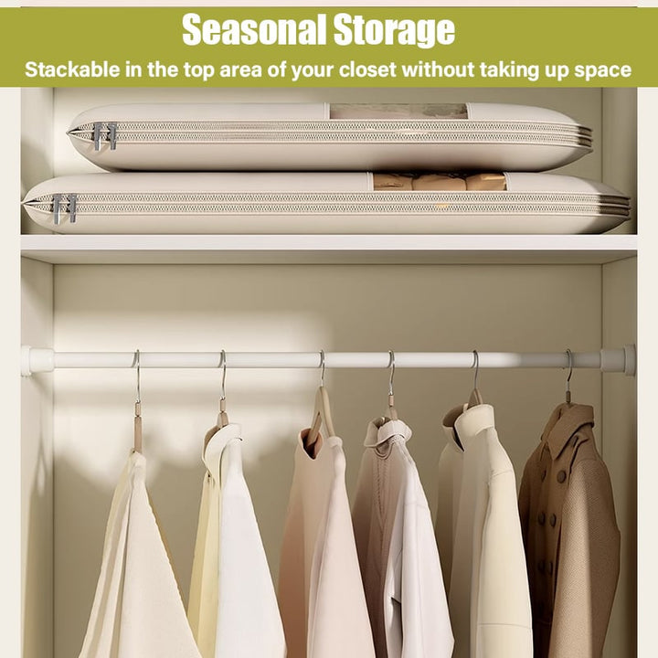 Hanging storage bag for clothes | Space-saving compression zipper without vacuum | Dust protection, transparent | M–XL