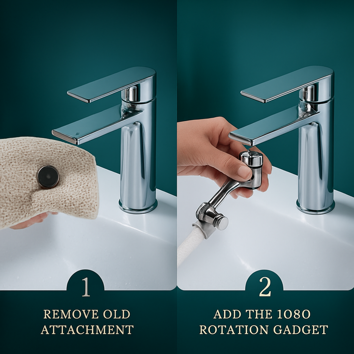 Faucet attachment 1080° rotatable for sink – HydroTwist | 2 spray modes, splash-free | Tool-free installation in 30 seconds