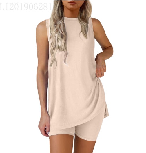 Damen Lounge-Set 2-teilig | Lockeres Oberteil &amp; figurbetonte Shorts | Atmungsaktives Freizeit-Set für Sommer &amp; Alltag