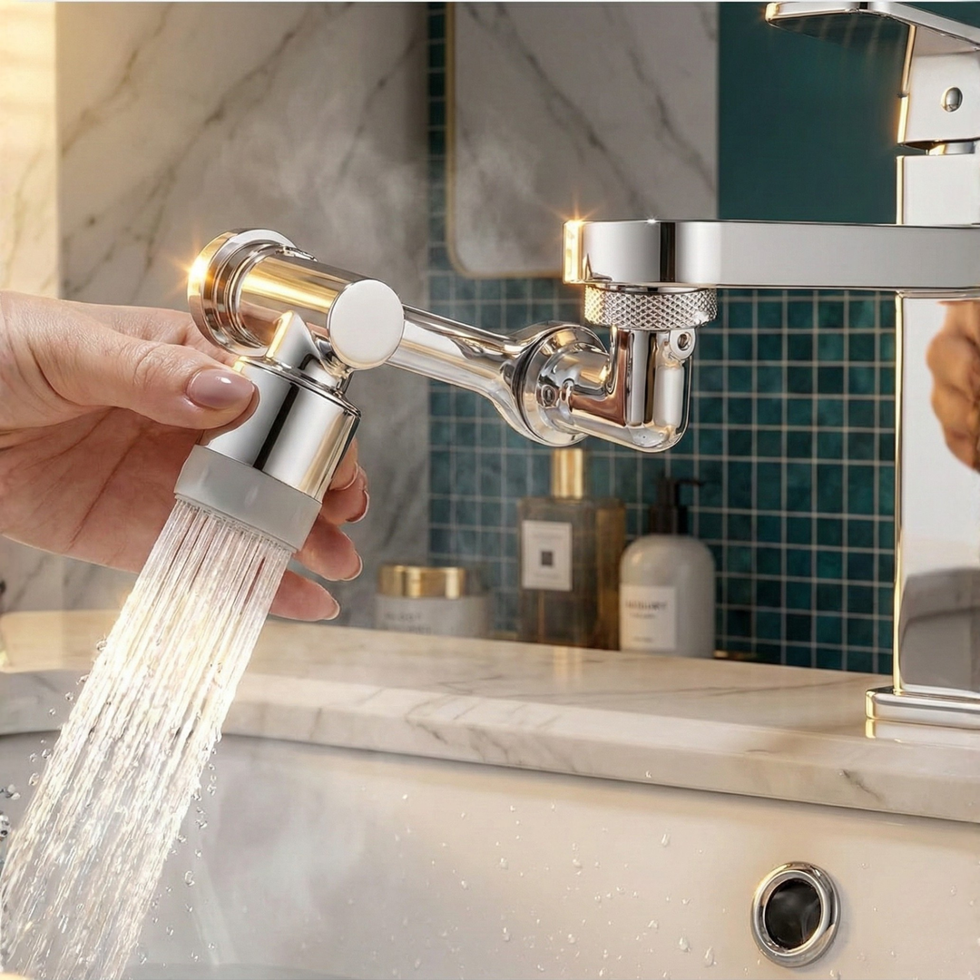 Faucet attachment 1080° rotatable for sink – HydroTwist | 2 spray modes, splash-free | Tool-free installation in 30 seconds