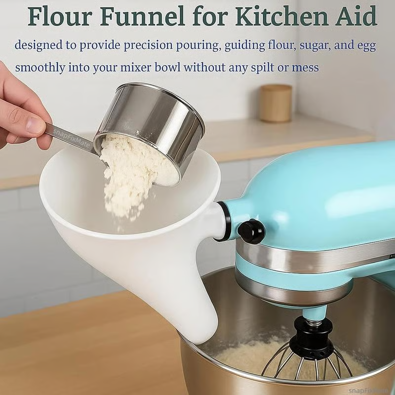 Entonnoir à farine pour mixeur KitchenAid | Ajout propre sans éclaboussures, large ouverture | Verse rapidement farine, sucre &amp; liquides dans le bol