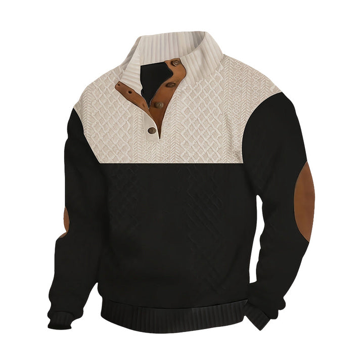 Herren Pullover | Knopfleiste mit Farbblockdesign &amp; lockerer Passform für Alltag und kühle Tage