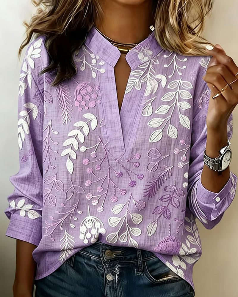 Damen Bluse mit Blumenmuster | Luftige Sommerbluse mit V-Ausschnitt &amp; lockerem Schnitt für Alltag, Freizeit &amp; Urlaub