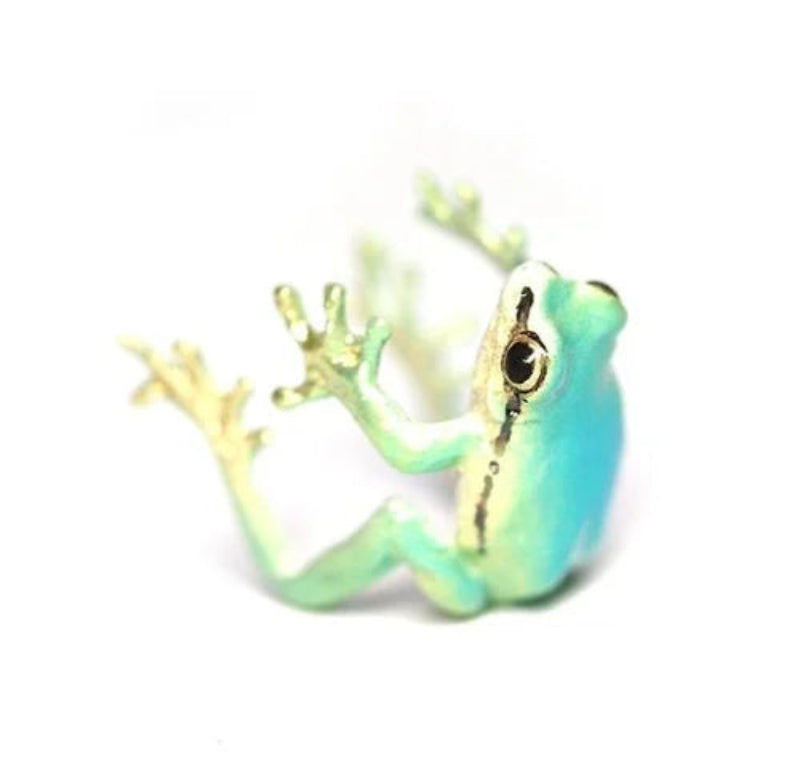 Frosch-Schmuck Set: Ring &amp; Ohrringe | Verstellbarer Ring (US 5–12) | Leicht &amp; naturinspiriert, handgefertigter Look