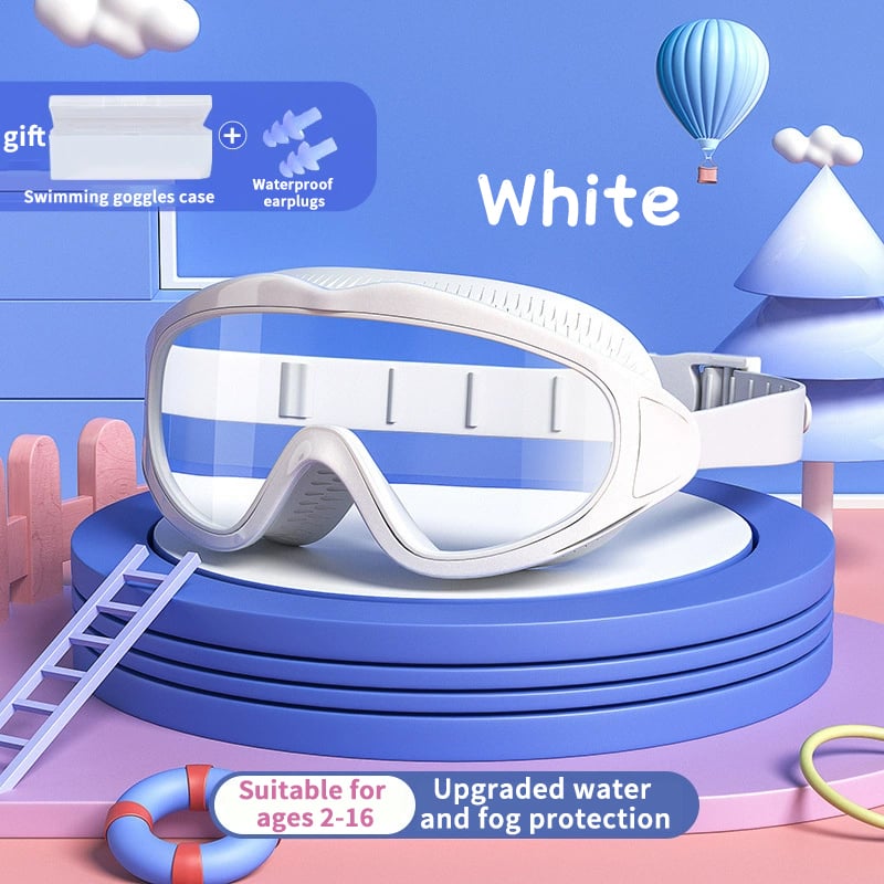 Kinder Schwimmbrille | Wasserdicht &amp; Antibeschlag | UV-Schutz | Großer Rahmen | 6–14 Jahre