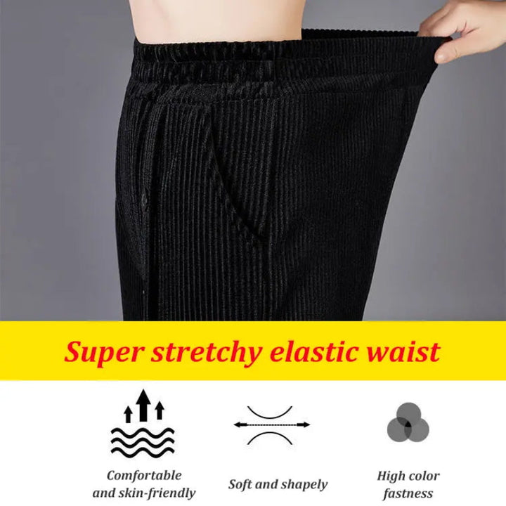 Damen Cordhose mit hoher Taille | Warme High-Waist-Hose mit weichem Fleecefutter und elastischem Bund für Herbst und Winter