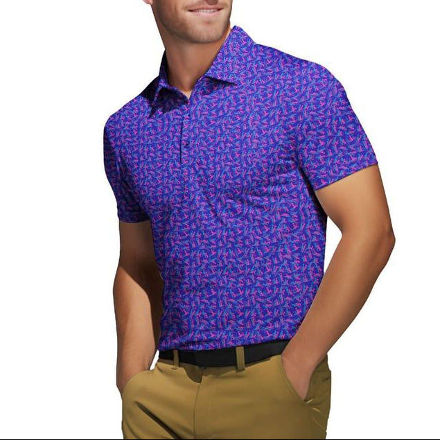 Herren Poloshirt mit Print | Atmungsaktives Stretch Polo im Slim Fit | Freizeitshirt für Alltag, Urlaub &amp; Freizeit