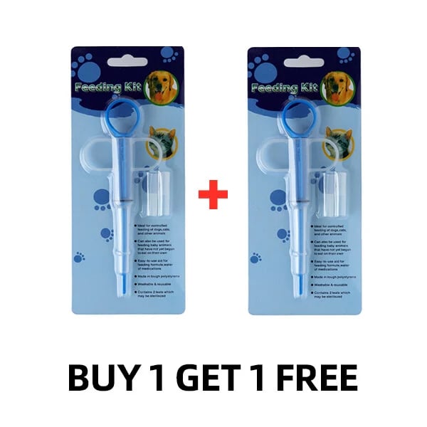 Medicine syringe for pets with soft silicone tip | 2 attachments for pills &amp; liquid | Stress-free administration