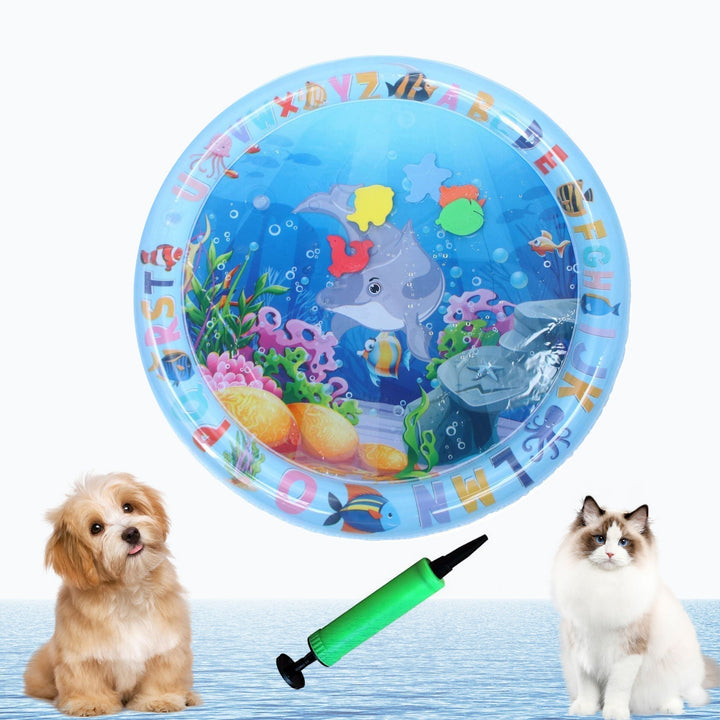 Wasser-Spielmatte für Katzen | Interaktive Katzenmatte mit Fischmotiven | Kühlende Spielmatte aus PVC