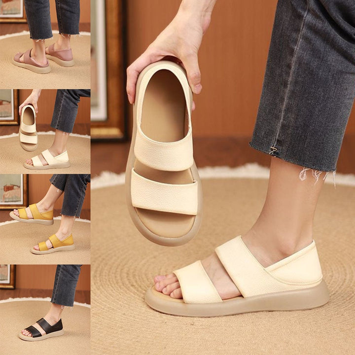 Damen Echtleder Sandalen | Slip-On Sommerschuhe mit rutschfester Sohle &amp; ergonomischem Design | KlammRiemen