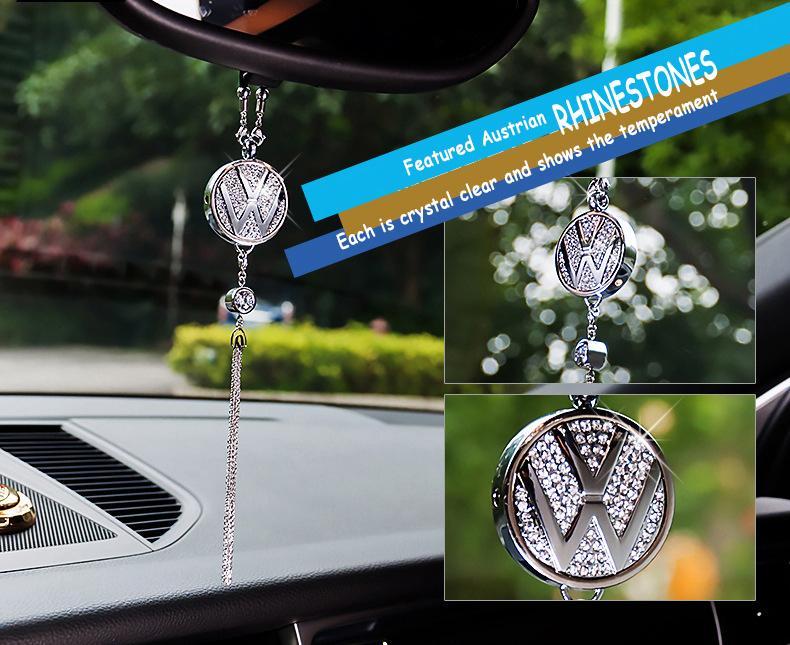 Ciondolo per specchietto retrovisore auto con cristallo | Lega di zinco e strass | Decorazione scintillante con ciondolo profumato, idea regalo