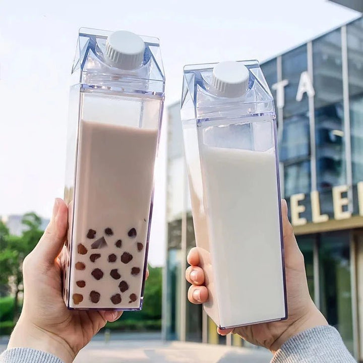 Juomapullo maitopakkauksen muotoilulla 500/1000 ml – HydraCube | 100 % vuotamaton, BPA-vapaa | Täyttömäärä heti näkyvissä