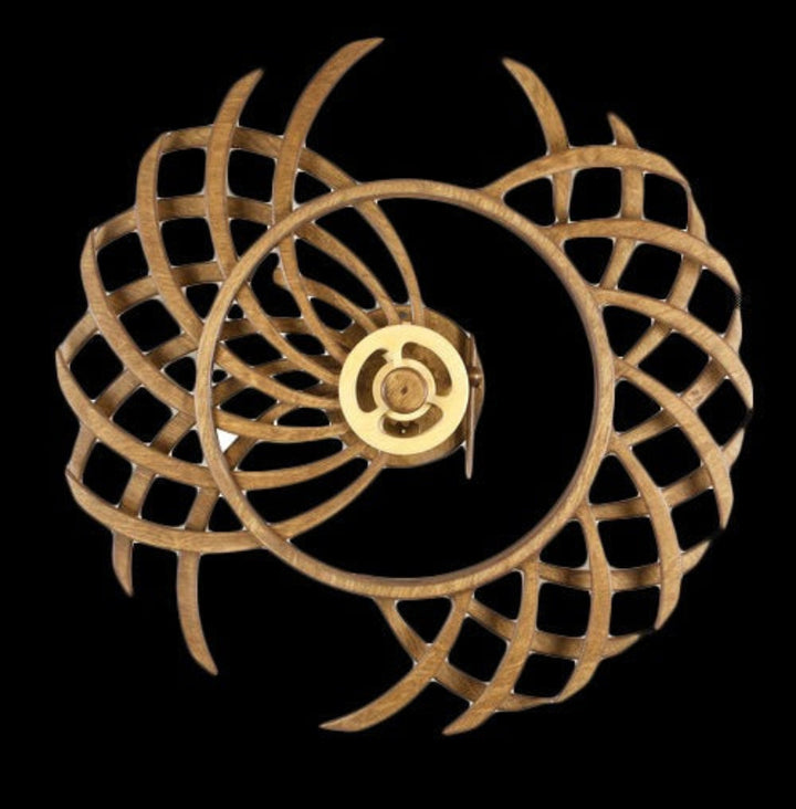 Kinetic Wood Sculpture with Spring Mechanism | Moving Wall or Table Decoration as Art Object | Handmade, Polished &amp; Coated