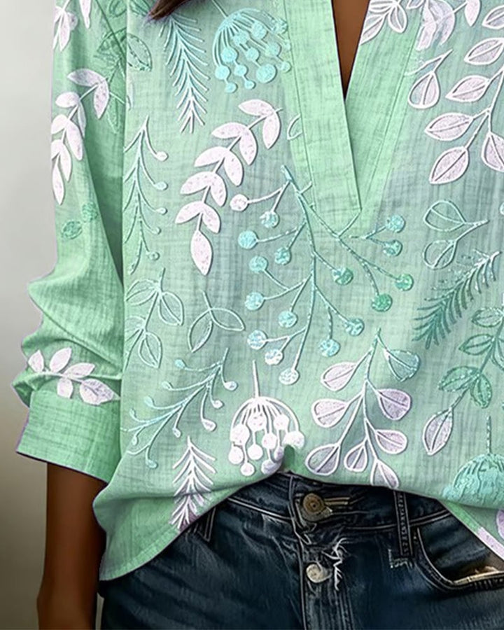 Damen Bluse mit Blumenmuster | Luftige Sommerbluse mit V-Ausschnitt &amp; lockerem Schnitt für Alltag, Freizeit &amp; Urlaub