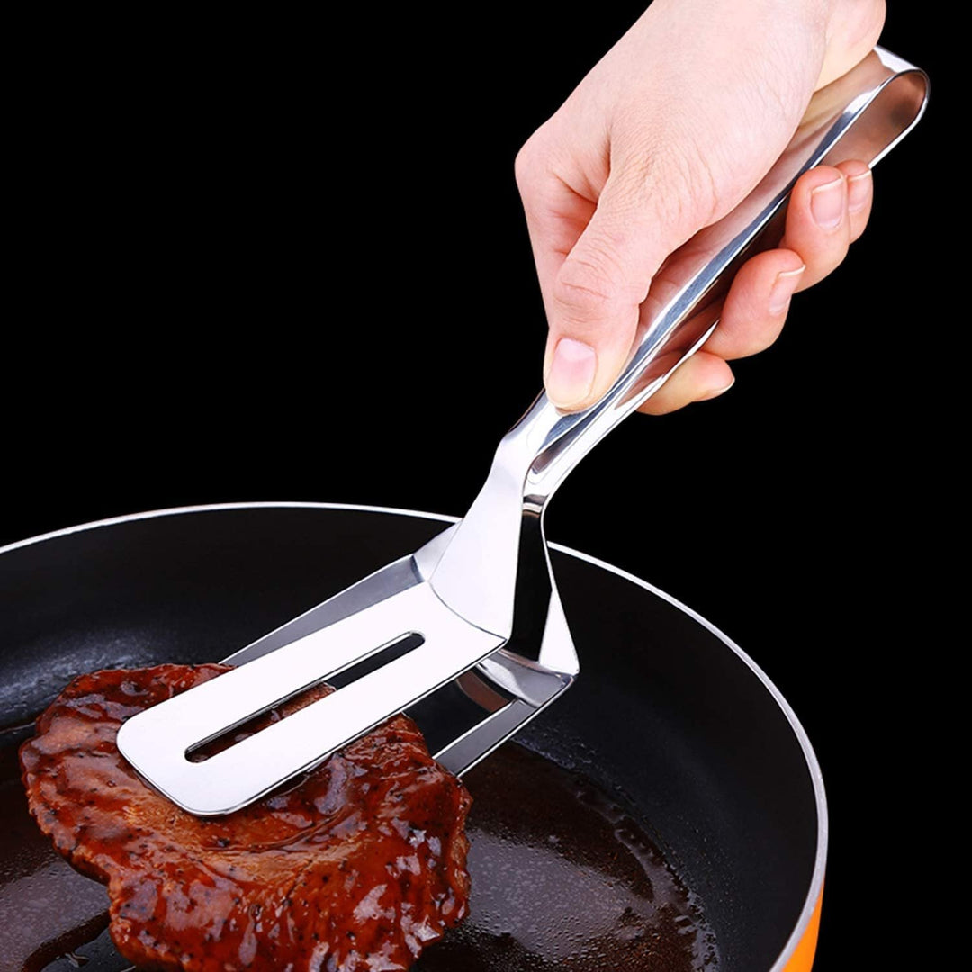 Edelstahl Küchenzange mit Wender | 2-in-1 Grillzange aus 304 Edelstahl | Kochzange für Grill, Pfanne &amp; Küche