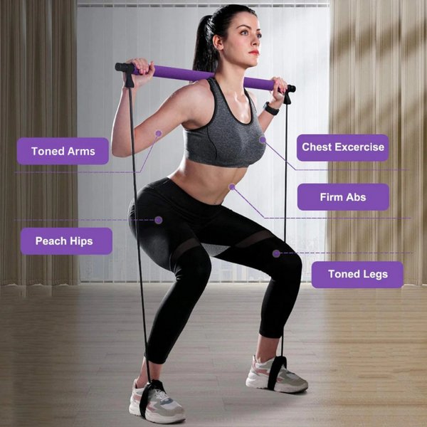 Pilates Widerstandstrainer für Ganzkörper-Workouts in Minuten – PowerSculpt Pro | Einstellbarer Widerstand | Für Anfänger bis Profis