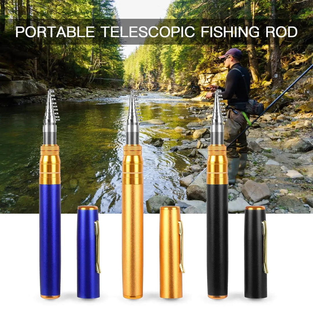 Teleskop-Angelrute mit Angelrolle | Kompaktes Angelset aus Aluminium | Tragbare Taschenrute für Reisen, Camping &amp; Outdoor