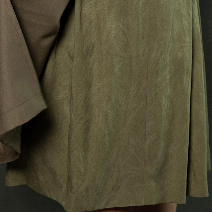Damen Dirndl Olivgrün | Midi Trachtenkleid in Leinenoptik mit Reißverschluss und 70 cm Rocklänge